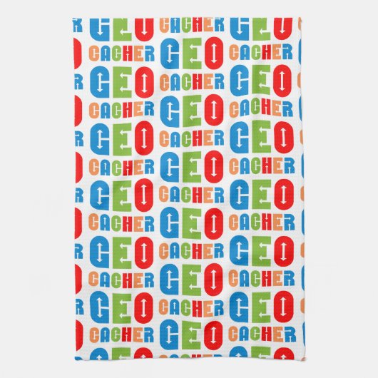 Farbenfrohe Geocacher Arrows Geschirrtuch (Vertikal)
