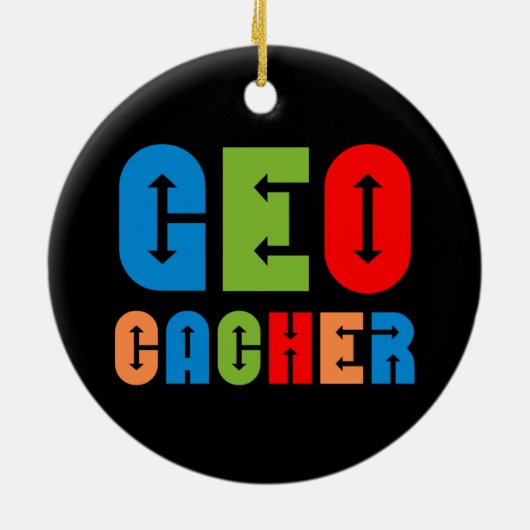 Farbenfrohe Geocacher Arrows Keramik Ornament (Hinten)