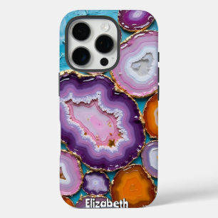 Farbenfrohe Geode-Mosaik mit Goldakzenten iPhone 16 Pro Hülle