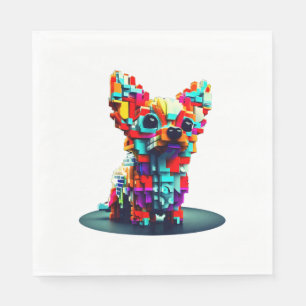 Farbenfrohe Geometrie 3D Chihuahua im modernen Sti Serviette