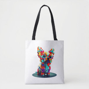 Farbenfrohe Geometrie 3D Chihuahua im modernen Sti Tasche