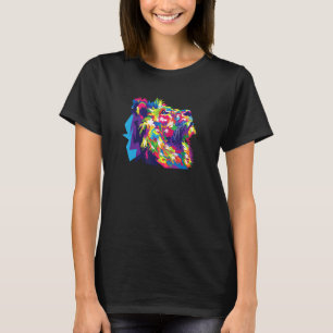Farbenfrohe Geometrie Lion-Regenbogen-Löwenkopf-De T-Shirt