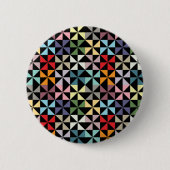 Farbenfrohe Geometrie Pinwheel Schwarz Button (Vorderseite)