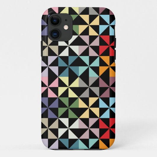 Farbenfrohe Geometrie Pinwheel Schwarz Case-Mate iPhone Hülle (Rückseite)