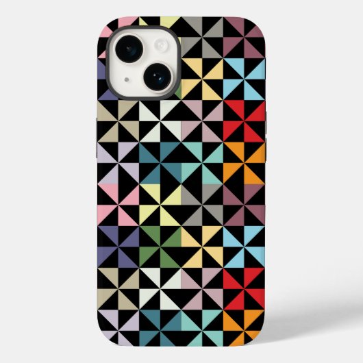 Farbenfrohe Geometrie Pinwheel Schwarz Case-Mate iPhone Hülle (Rückseite)