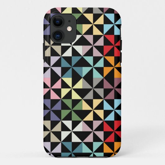 Farbenfrohe Geometrie Pinwheel Schwarz Case-Mate iPhone Hülle (Rückseite)