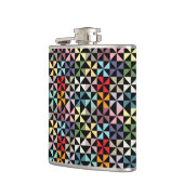 Farbenfrohe Geometrie Pinwheel Schwarz Flachmann (Links)