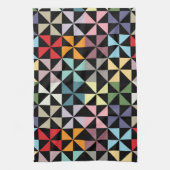 Farbenfrohe Geometrie Pinwheel Schwarz Geschirrtuch (Vertikal)