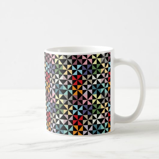 Farbenfrohe Geometrie Pinwheel Schwarz Kaffeetasse (Rechts)
