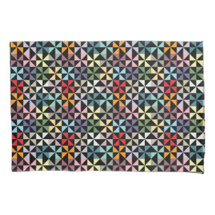 Farbenfrohe Geometrie Pinwheel Schwarz Kissenbezug