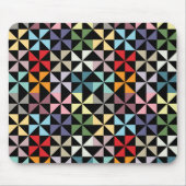 Farbenfrohe Geometrie Pinwheel Schwarz Mousepad (Vorne)