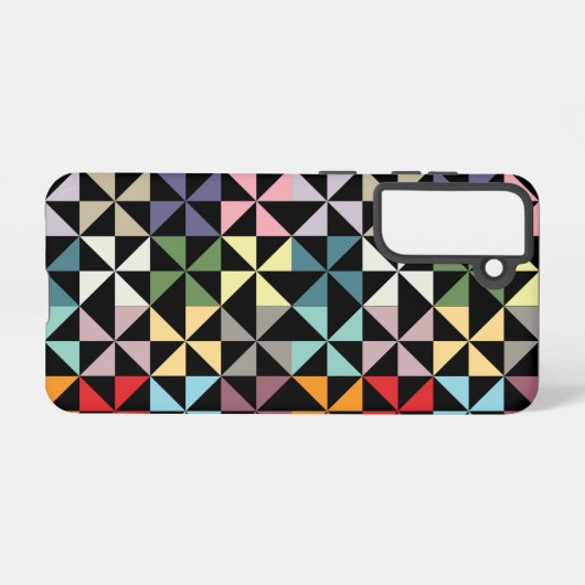 Farbenfrohe Geometrie Pinwheel Schwarz Samsung Galaxy Hülle (Rückseite (Horizontal))