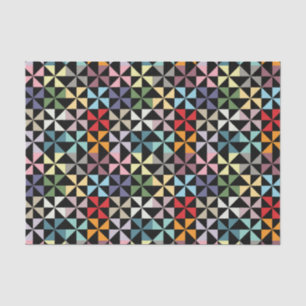 Farbenfrohe Geometrie Pinwheel Schwarz Seidenpapier