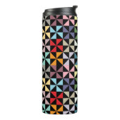 Farbenfrohe Geometrie Pinwheel Schwarz Thermosbecher (Nach links gedreht)