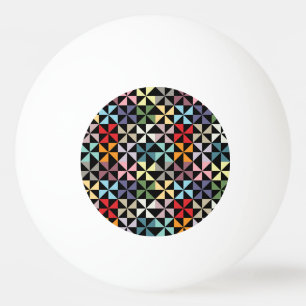 Farbenfrohe Geometrie Pinwheel Schwarz Tischtennisball