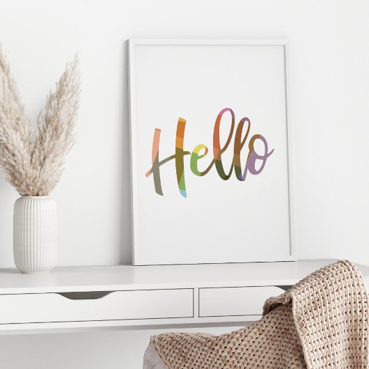 Farbenfrohe Geometrie Word Art Typografy Hello Poster