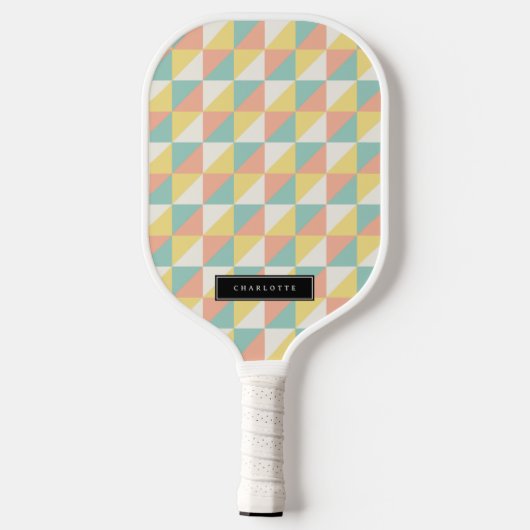 Farbenfrohe geometrische Abstrakte Dreieck Moderne Pickleball Schläger (Rückseite)