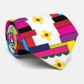 Farbenfrohe geometrische Abstrakte Floral Trendy Krawatte (Gerollt)