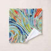 Farbenfrohe geometrische Abstrakte Mosaikkunst Badhandtuch Set (Waschlappen)