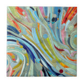 Farbenfrohe geometrische Abstrakte Mosaikkunst Fliese (Vorderseite)