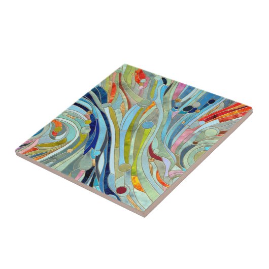 Farbenfrohe geometrische Abstrakte Mosaikkunst Fliese (Seite)