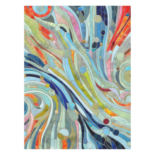 Farbenfrohe geometrische Abstrakte Mosaikkunst Tischdecke (Vorderseite)