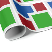 Farbenfrohe geometrische Art Grau Weiß Blau Rot, G Geschenkpapier (Rolleneckpunkt)