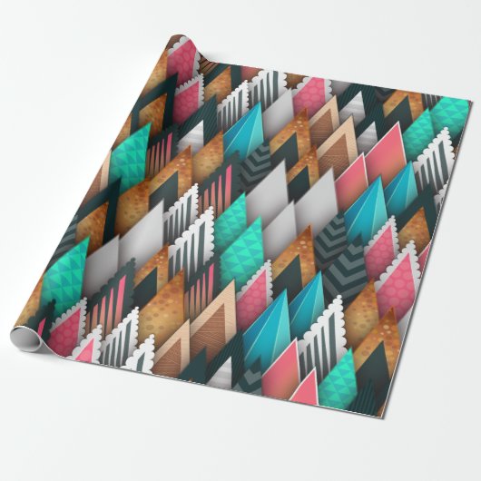 Farbenfrohe geometrische Bäume, Wald, Natur Geschenkpapier (Ungerollt)