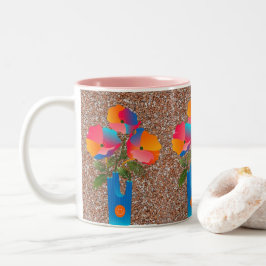 Farbenfrohe geometrische Blume Art Kaffeemaschine Zweifarbige Tasse