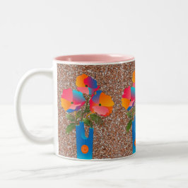Farbenfrohe geometrische Blume Art Kaffeemaschine Zweifarbige Tasse