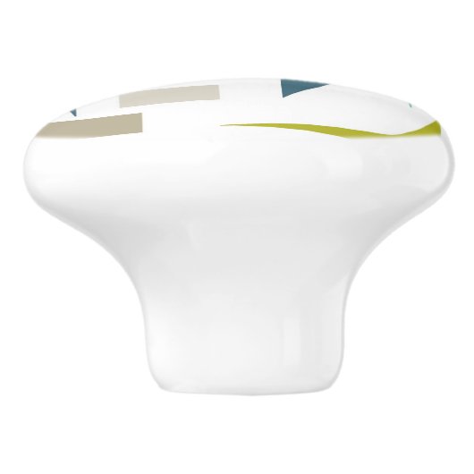 Farbenfrohe geometrische Bögen Mitte des Jahrhunde Keramikknauf (Seitenansicht)