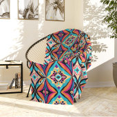 Farbenfrohe geometrische Boheme Fleecedecke