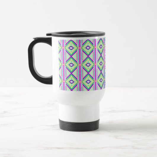 Farbenfrohe geometrische Boho-Pixel-Kunst Reisebecher (Links)
