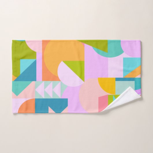 Farbenfrohe geometrische Formen Collagen in hellen Badhandtuch Set (Handtuch)