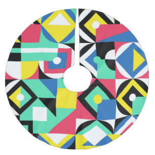 Farbenfrohe geometrische Formen Dekorative Ornamen Polyester Weihnachtsbaumdecke