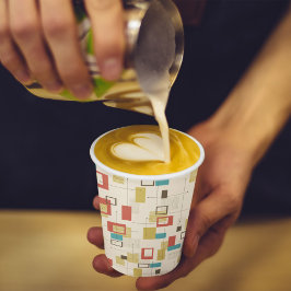 Farbenfrohe geometrische Formen des Retro Mitte de Pappbecher