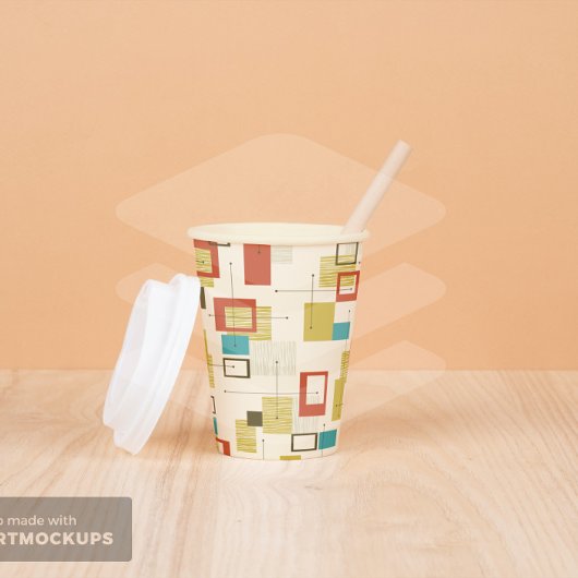 Farbenfrohe geometrische Formen des Retro Mitte de Pappbecher