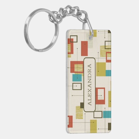 Farbenfrohe geometrische Formen des Retro Mitte de Schlüsselanhänger (Vorderseite links)