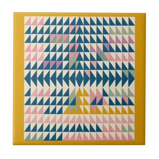 Farbenfrohe geometrische Formen in Aquamarinen For Fliese (Vorderseite)