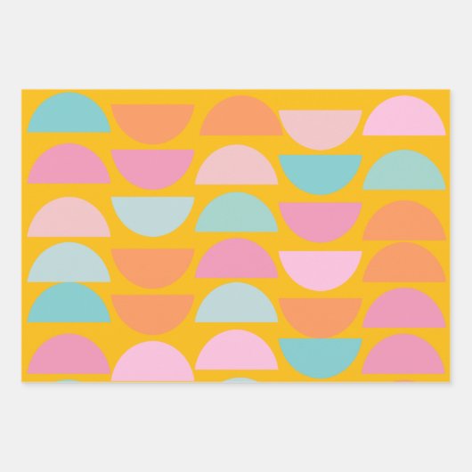 Farbenfrohe geometrische Formen in Gelb Geschenkpapier Set (Vorderseite)