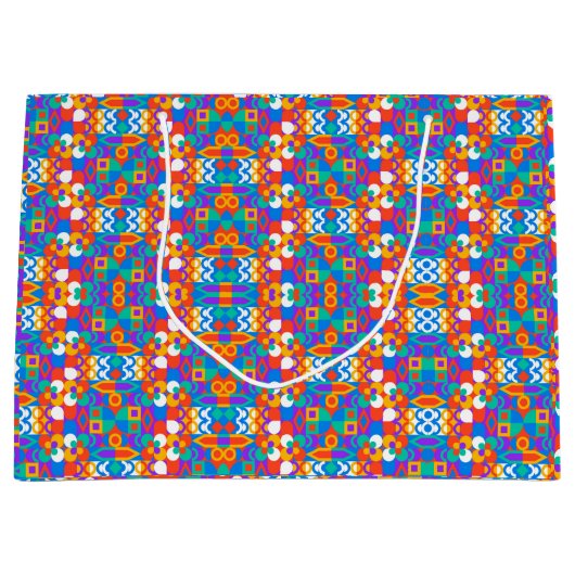 Farbenfrohe geometrische Geschenktasche mit lebend Große Geschenktüte (Vorderseite)