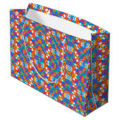Farbenfrohe geometrische Geschenktasche mit lebend Große Geschenktüte (Rückseite Schrägansicht)