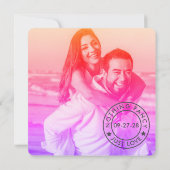 Farbenfrohe geometrische Hochzeitsstille in Rosa u Save The Date (Rückseite)