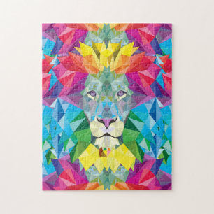 Farbenfrohe geometrische Lion Puzzle