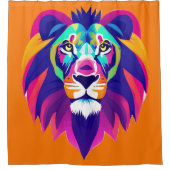 Farbenfrohe geometrische Löwenkopf Duschvorhang (Vorderseite)