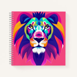 Farbenfrohe geometrische Löwenkopf Notizblock