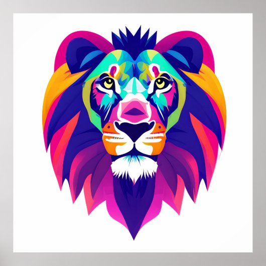 Farbenfrohe geometrische Löwenkopf Poster (Vorne)