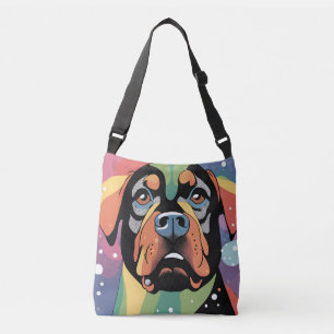Farbenfrohe geometrische Moderne Rottweiler Totbeu Tragetaschen Mit Langen Trägern