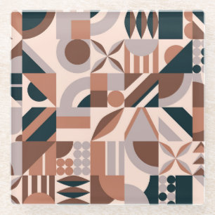 Farbenfrohe geometrische Mosaik, abstrakter Hinter Glasuntersetzer