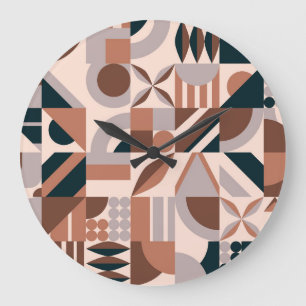 Farbenfrohe geometrische Mosaik, abstrakter Hinter Große Wanduhr